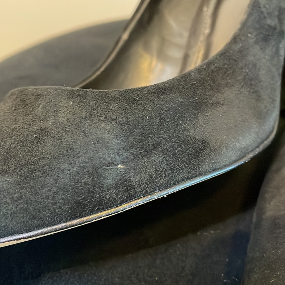 Vince Camuto Suede Pointy Toe High Heel Size 8 Black - Picture 13 of 14